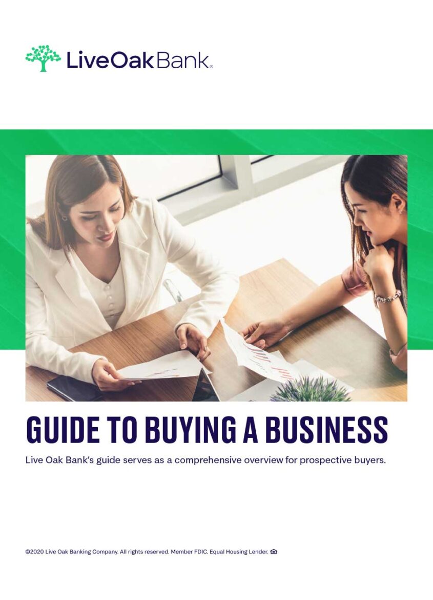 The cover page of guide to buying a business covering business acquisition loans